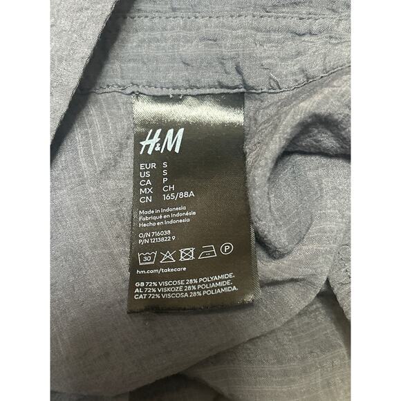 H&M Women's Gray Button Down Long Sleeve Shirt & Wide Leg Pants Matching Set S - Picture 4 of 5